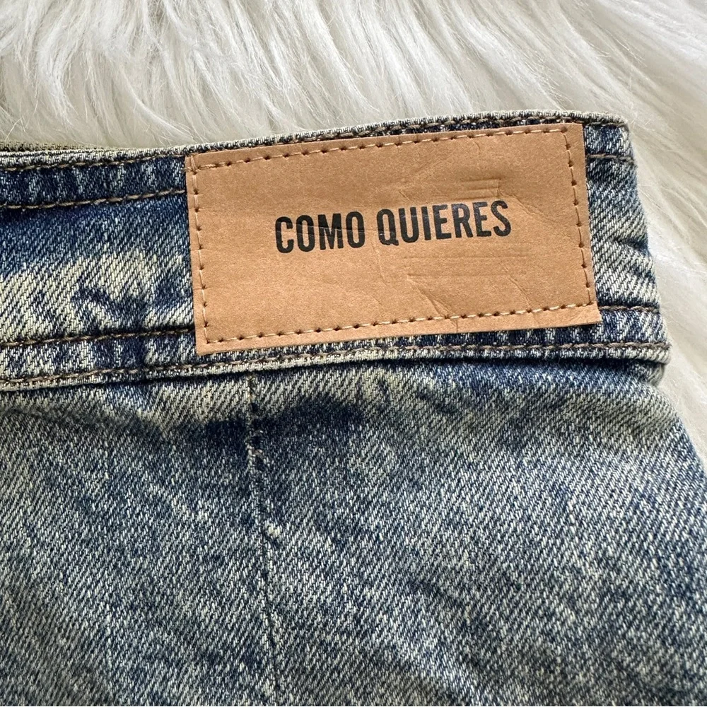 5 x $25 NWOT Como Quieres Pleated Raw Seam Jean Skirt, 8-10
